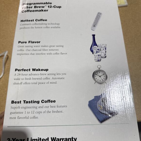 Cuisinart Filter Brew Programmable Coffee Maker Model: DCC-1000- White - NOS - Picture 2 of 6